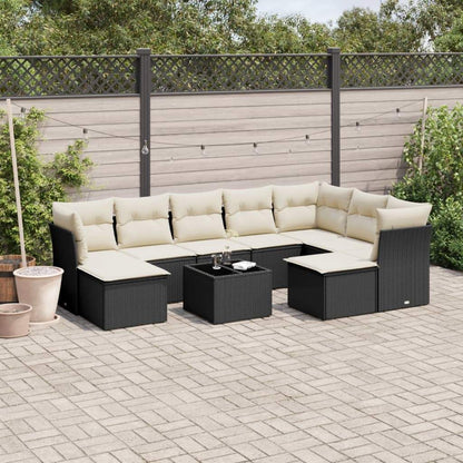 Set Divani da Giardino 10pz con Cuscini in Polyrattan Nero - homemem39