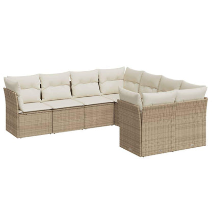 Set Divano da Giardino 8 pz con Cuscini Beige in Polyrattan - homemem39
