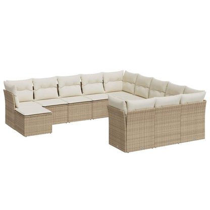 Set Divani da Giardino 12 pz con Cuscini Beige in Polyrattan - homemem39