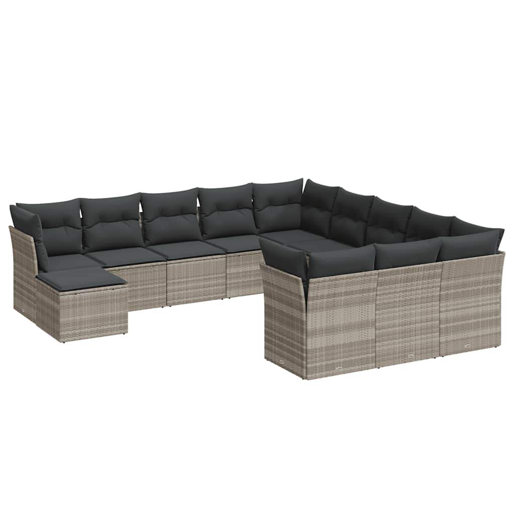 Set Divano Giardino 12 pz con Cuscini Grigio Chiaro Polyrattan - homemem39