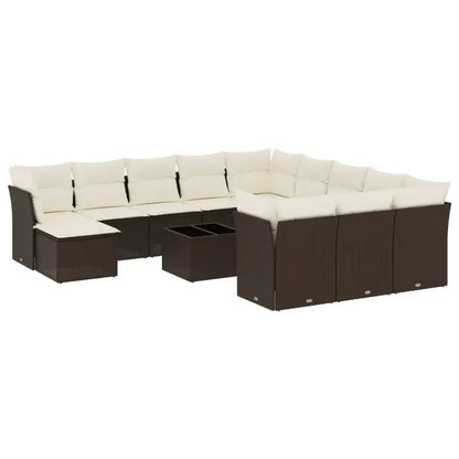 Set Divani da Giardino 13 pz con Cuscini Marrone in Polyrattan - homemem39
