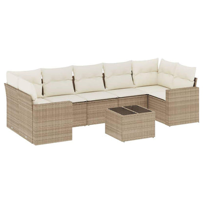 Set Divano da Giardino 8 pz con Cuscini Beige in Polyrattan - homemem39