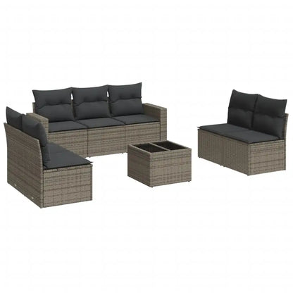 Set Divano da Giardino 8 pz con Cuscini Grigio in Polyrattan - homemem39