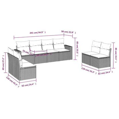 Set Divani da Giardino con Cuscini 8 pz Nero in Polyrattan | homemem39