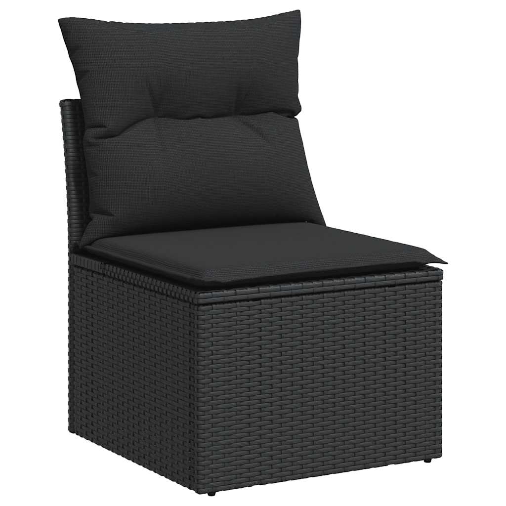 Set Divani da Giardino 5 pz con Cuscini in Polyrattan Nero | homemem39