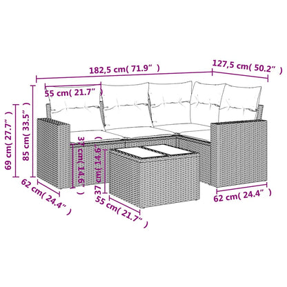 Set Divani da Giardino 5 pz con Cuscini in Polyrattan Nero | homemem39