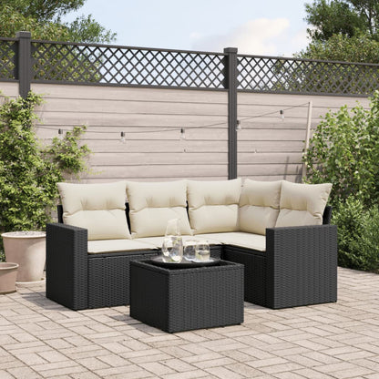 Set Divani da Giardino 5 pz con Cuscini in Polyrattan Nero | homemem39