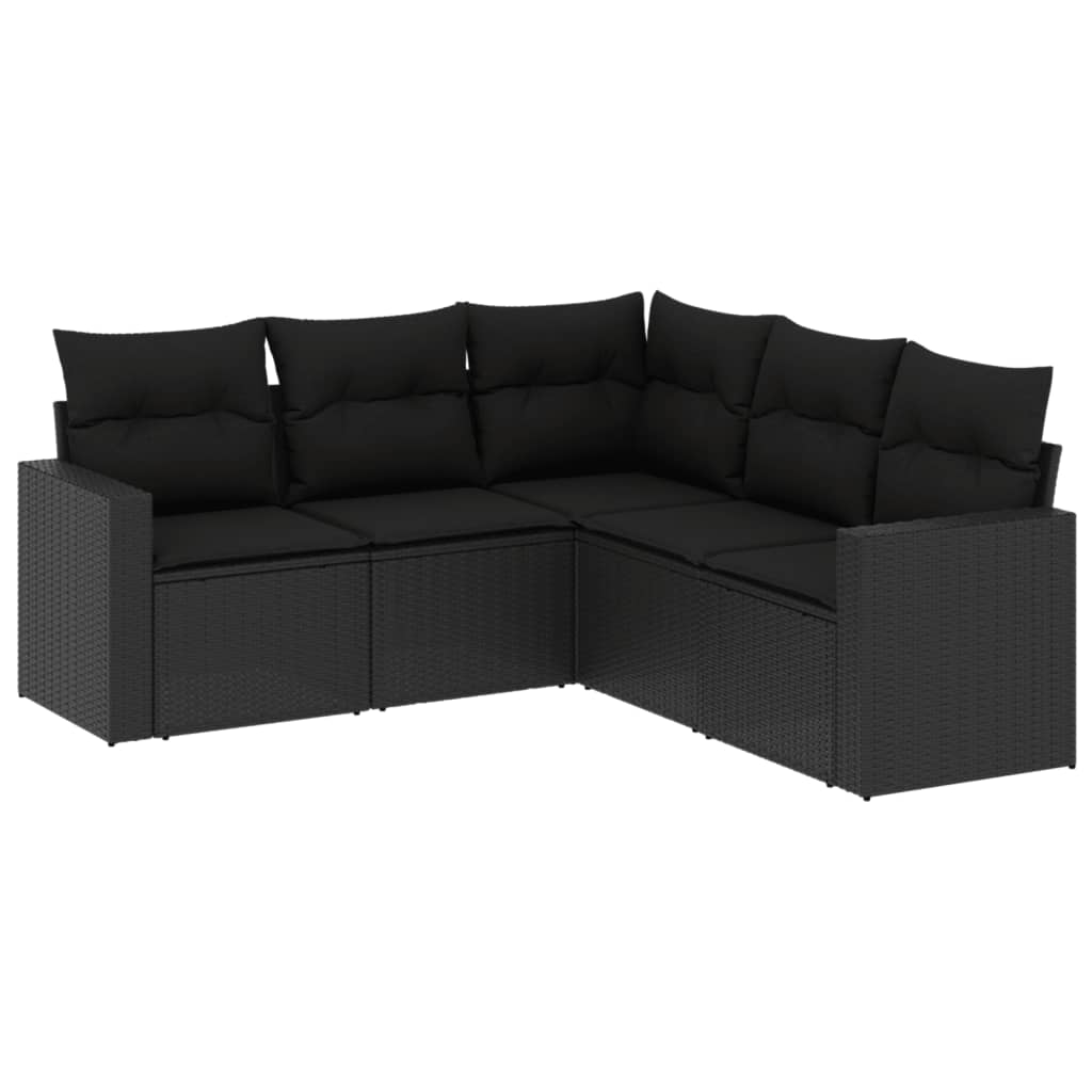 Set Divani da Giardino 5 pz con Cuscini in Polyrattan Nero - homemem39