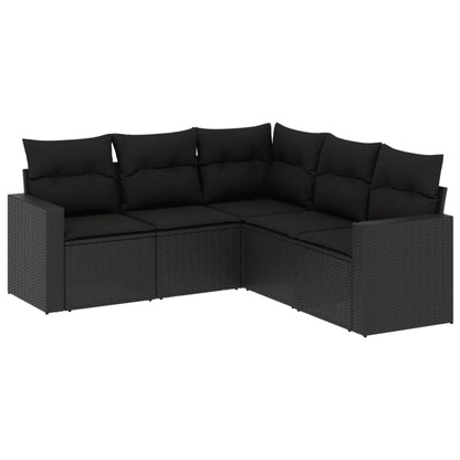 Set Divani da Giardino 5 pz con Cuscini in Polyrattan Nero - homemem39
