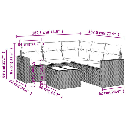 Set Divano da Giardino 6 pz con Cuscini Nero in Polyrattan | homemem39