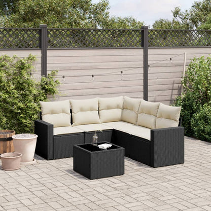 Set Divano da Giardino 6 pz con Cuscini Nero in Polyrattan | homemem39