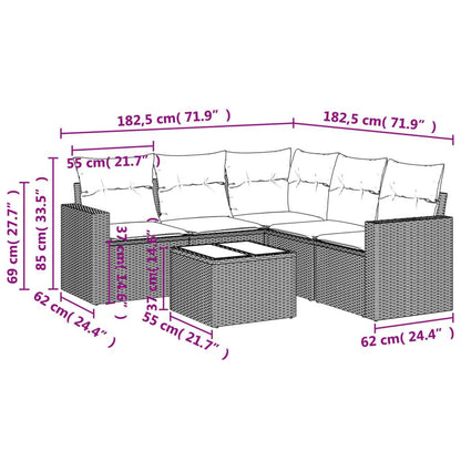 Set Divano da Giardino 6 pz con Cuscini Grigio in Polyrattan - homemem39