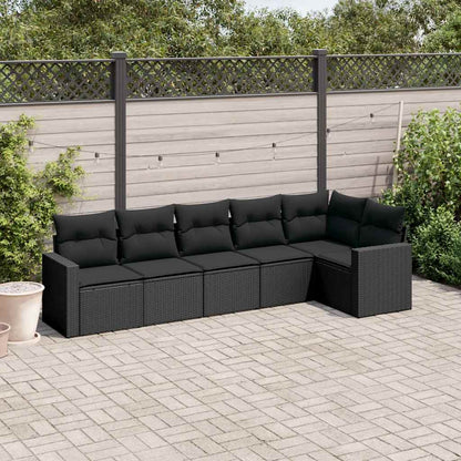 Set Divano da Giardino 6 pz con Cuscini Nero in Polyrattan | homemem39