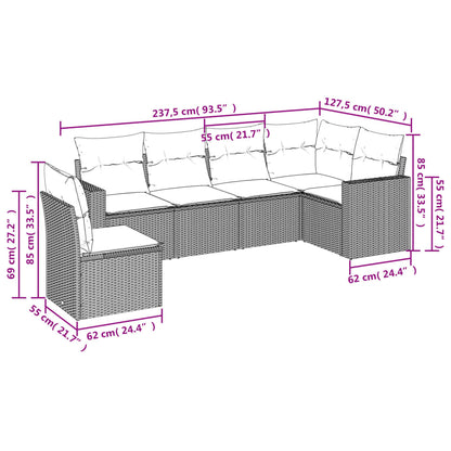Set Divano da Giardino 6 pz con Cuscini Beige in Polyrattan | homemem39