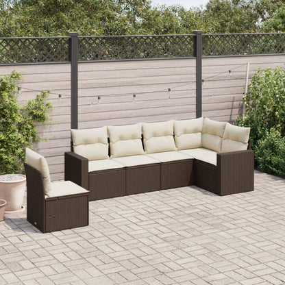 Set Divani da Giardino 6 pz con Cuscini Marrone in Polyrattan - homemem39