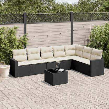 Set Divani da Giardino con Cuscini 8 pz Nero in Polyrattan - homemem39