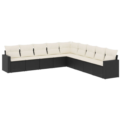 Set Divani da Giardino 9 pz con Cuscini Nero in Polyrattan | homemem39