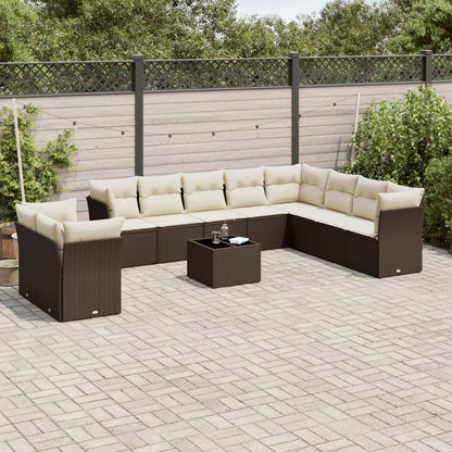 Set Divani da Giardino 11 pz con Cuscini Polyrattan Marrone - homemem39