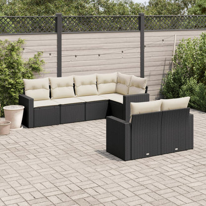 Set Divani da Giardino con Cuscini 7pz Nero Polyrattan | homemem39