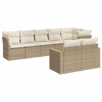 Set Divano da Giardino 8 pz con Cuscini Beige in Polyrattan - homemem39