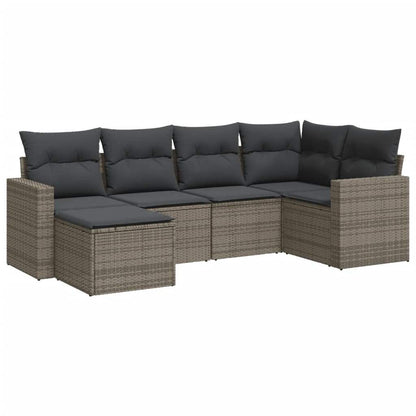 Set Divano da Giardino 6 pz con Cuscini Grigio in Polyrattan - homemem39
