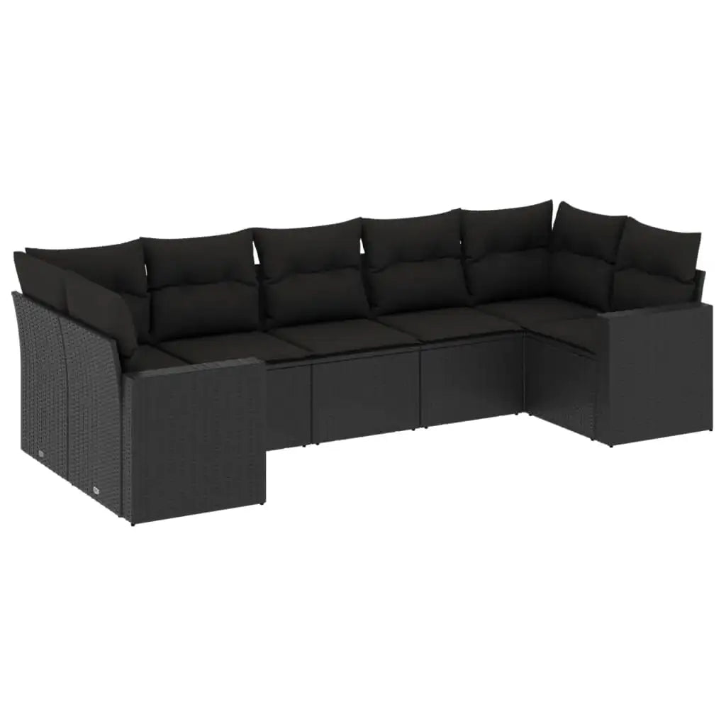 Set Divani da Giardino con Cuscini 7pz Nero Polyrattan - homemem39