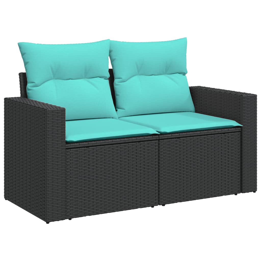 Set Divani da Giardino 9 pz con Cuscini Nero in Polyrattan | homemem39