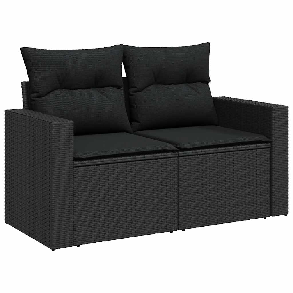 Set Divani da Giardino 10pz con Cuscini in Polyrattan Nero | homemem39