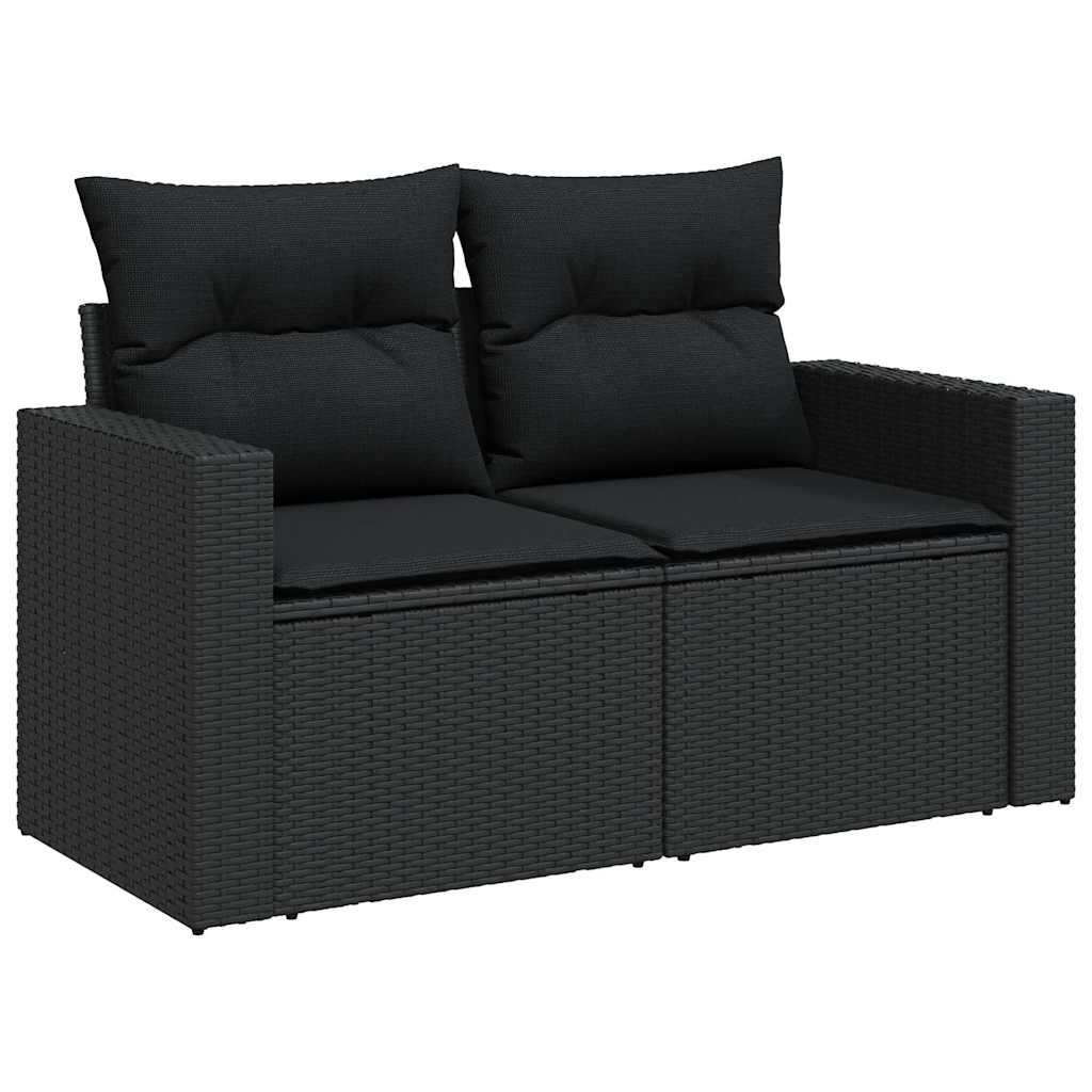 Set Divani da Giardino 9 pz con Cuscini Nero in Polyrattan | homemem39