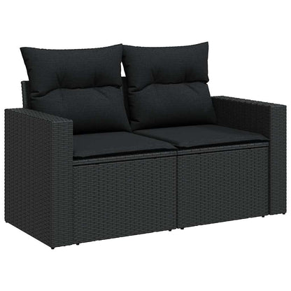 Set Divani da Giardino 9 pz con Cuscini Nero in Polyrattan | homemem39