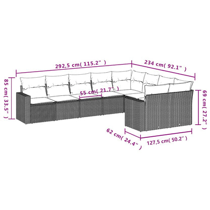 Set Divani da Giardino 9 pz con Cuscini Nero in Polyrattan | homemem39