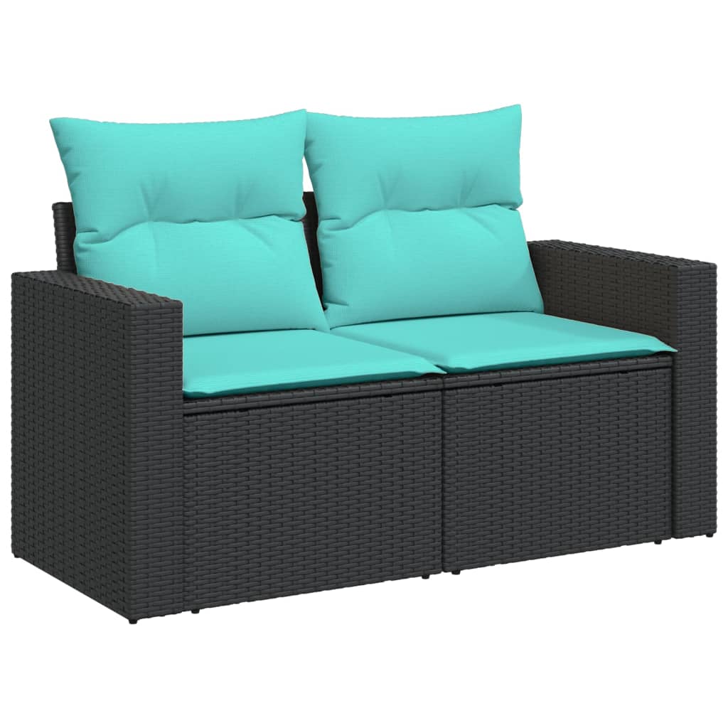 Set Divani da Giardino 10 pz con Cuscini Nero in Polyrattan - homemem39
