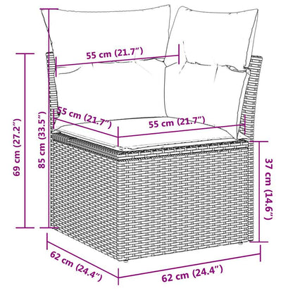 Set Divani da Giardino 11 pz con Cuscini in Polyrattan Grigio