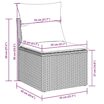 Set Divani da Giardino 11 pz con Cuscini in Polyrattan Grigio