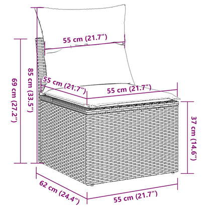 Set Divani da Giardino 10pz con Cuscini in Polyrattan Marrone