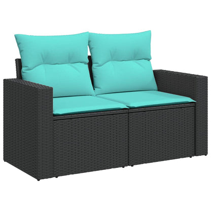 Set Divani da Giardino 11 pz con Cuscini in Polyrattan Nero - homemem39