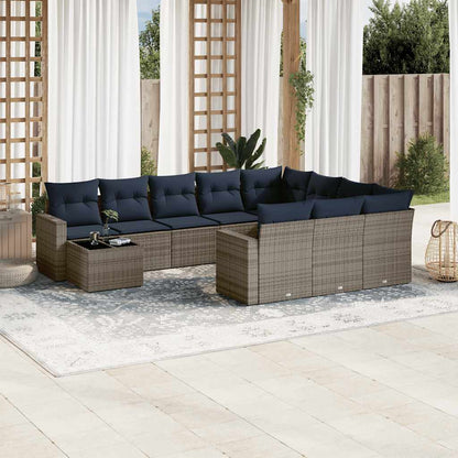 Set Divani da Giardino 11 pz con Cuscini in Polyrattan