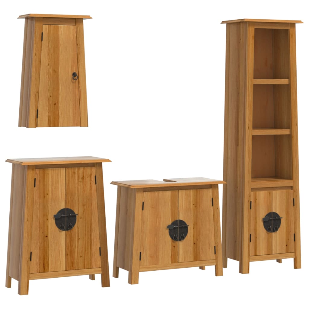 Set Mobili da Bagno 4 pz in Legno Massello di Pino | homemem39