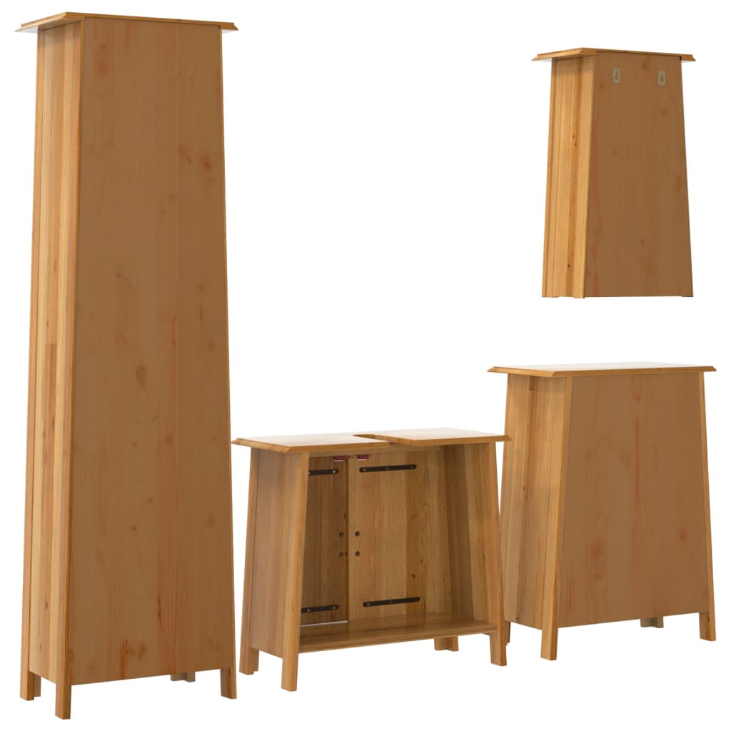 Set Mobili da Bagno 4 pz in Legno Massello di Pino | homemem39
