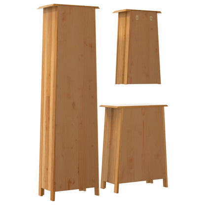 Set Mobili da Bagno 3 pz in Legno Massello di Pino | homemem39