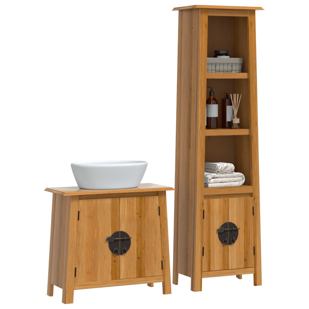 Set Mobili da Bagno 2 pz in Legno Massello di Pino | homemem39