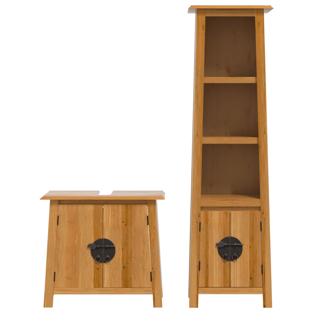 Set Mobili da Bagno 2 pz in Legno Massello di Pino | homemem39