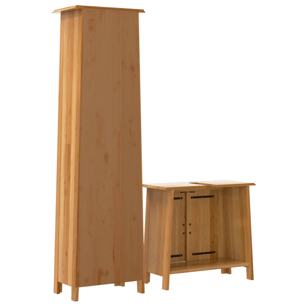 Set Mobili da Bagno 2 pz in Legno Massello di Pino | homemem39