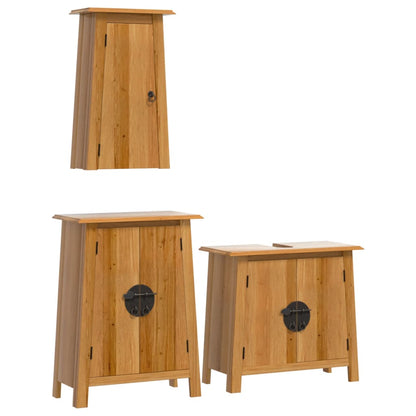 Set Mobili da Bagno 3 pz in Legno Massello di Pino - homemem39