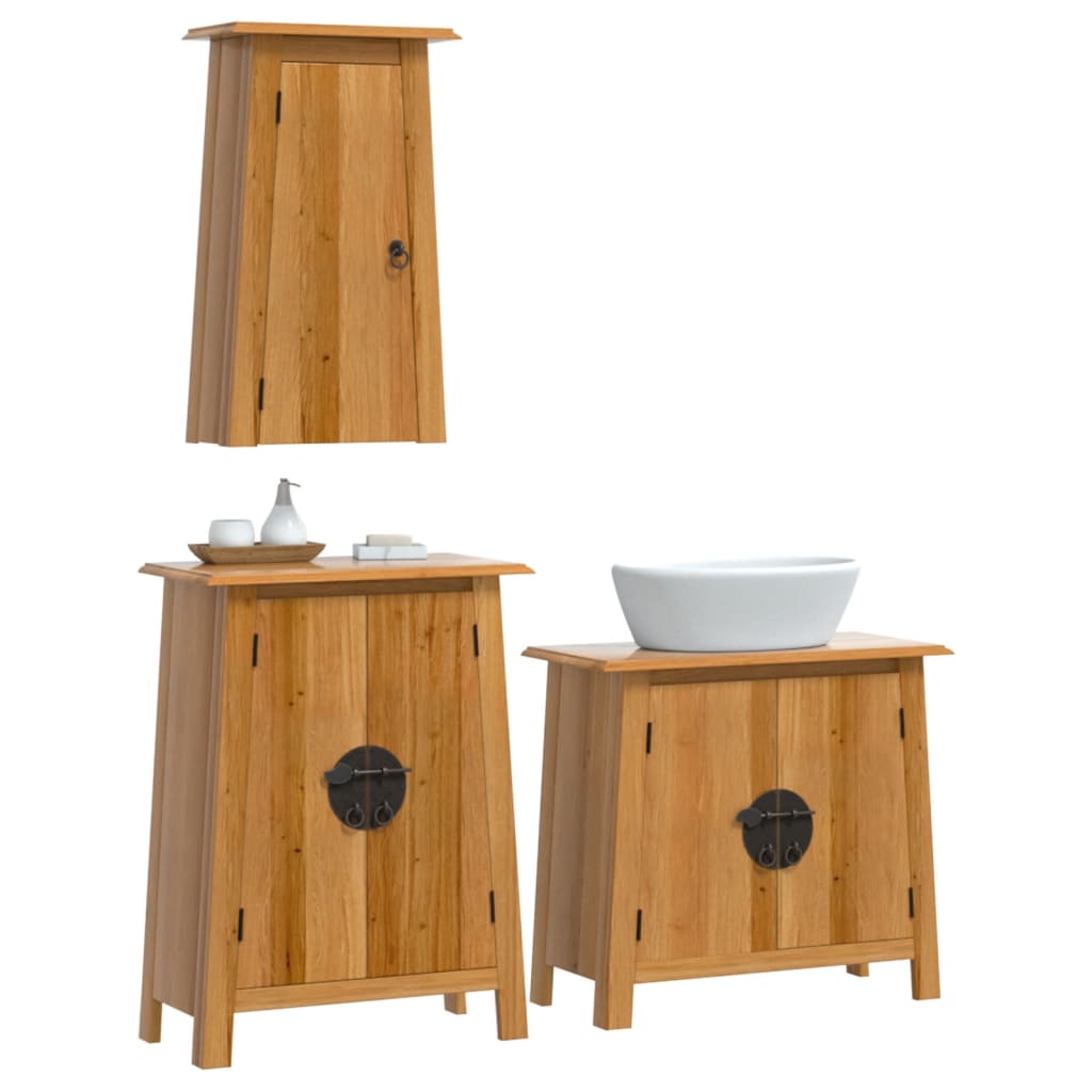 Set Mobili da Bagno 3 pz in Legno Massello di Pino - homemem39