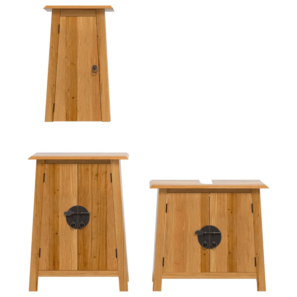 Set Mobili da Bagno 3 pz in Legno Massello di Pino - homemem39