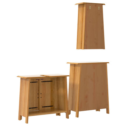 Set Mobili da Bagno 3 pz in Legno Massello di Pino - homemem39