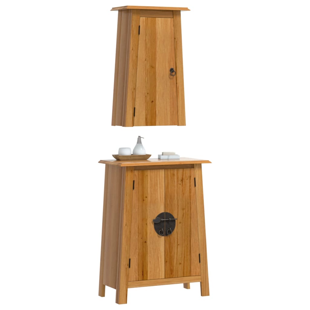 Set Mobili da Bagno 2 pz in Legno Massello di Pino | homemem39