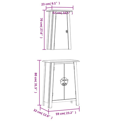 Set Mobili da Bagno 2 pz in Legno Massello di Pino | homemem39