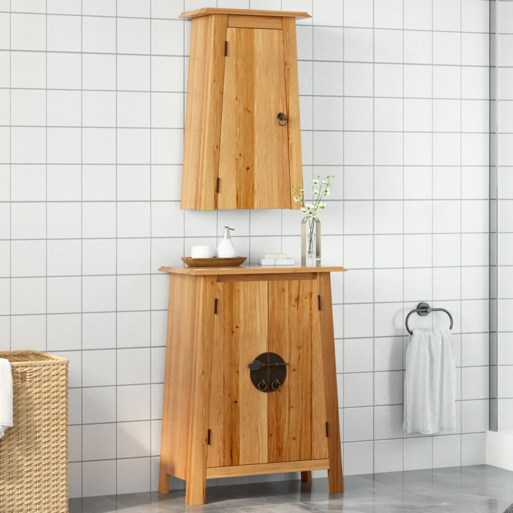 Set Mobili da Bagno 2 pz in Legno Massello di Pino | homemem39